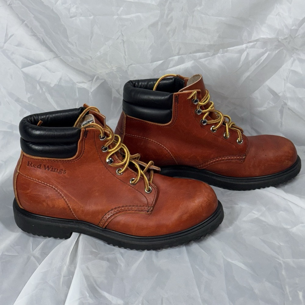 Red Wing Boots 8.5B Union Made in USA 1607 Super Sole Brown Leather Lace Up Work